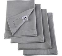 Penguin Home Hemstitched Pure Cotton Washable and Reusable Oversized Kitchen Cloth Napkins 6 Pack, Cloth Napkins for Table Dining, Events, Parties, Lunch - 50 x 50 cm, Solid Grey, Set of 6 (GSM 190)