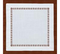 Hemstitched White Lace Napkins, Set Of 4, Size 11.5x11.5 Inch, Natural Color