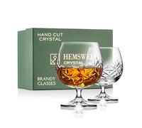 Hemswell Crystal Brandy Glass Set of 2 - Cut Crystal Brandy Glasses with Satin Lined Box - Snifter Glass for Men 250ml - European Crystal - Glenrigg