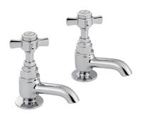 Hemsworth Basin Tap Pair Chrome - Traditional Crosshead Bathroom Sink Taps with Durable Brass Body & Polished Finish