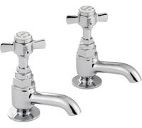 Hemsworth Chrome Traditional Crosshead Basin Tap | Bathroom Sink | Pair | Durable Brass Body | Chrome, Polished Finish | Easy to Fit