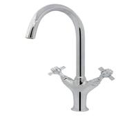 Hemsworth Traditional Kitchen Mixer Tap Chrome Finish - Dual Cross Handles, Swivel Spout, Solid Brass Build