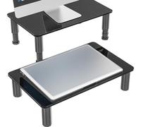 Hemudu 2 Pack Computer Monitor Stand Riser with Height Adjustable Multi Media Desktop Stand for Computers, Laptops & TVs, Black HD01B-202P