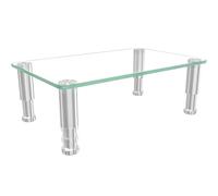 Hemudu Clear Tempered Glass Computer Monitor Riser with Height Adjustable Multi Media Desktop Stand for Flat Screen LCD LED TV, Laptop/Notebook/Xbox One,HD01T-002P