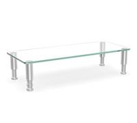 Hemudu Computer Monitor Stand Riser with Height Adjustable 56cm x 24cm Multi Media Desktop Stand for PC Computer Monitor | Laptop and TV Clear Glass