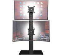 Hemudu Dual Monitor Stand - Vertical Stack Screen Free-Standing Monitor Riser Fits Two 13 to 34 Inch Screen with Swivel, Tilt, Height Adjustable, Holds One (1) Screen Up to 44Lbs HT05B-002
