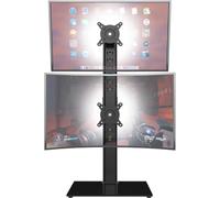HEMUDU Dual Monitor Stand, Vertical Stack Screen Free-Standing Monitor Riser Fits Two 13 to 34 Inch Screen with Swivel, Tilt, Height Adjustable, Holds One (1) Screen up to 20kg HT05B-002P