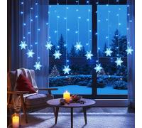 HEMVOR Snowflake Christmas Lights, 1.8M Timer Fairy String with 94 LEDs, Window Curtain Lights with IP44 Waterproof & 8 Modes for Xmas Decor, Windows Porch, Indoor & Outdoor Party, Blue