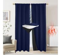 HEMVOR Thermal Curtains for Winter, W55''xL69'' Insulated Soundproof Heavy Duty of Blackout Curtains, Multiple Hanging Methods, Drapes for Living Room & Bedroom(2 Panels, Navy)