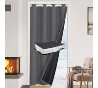 HEMVOR Thermal Door Curtain for Winter, W52xL80'' Heavy Duty 405gsm Waterproof Single Panel for Front Door Doorway, Windproof Thickened Drapes Eyelet Top & Rod Pocket Bottom (Grey, 1 Panel)
