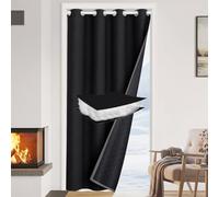 HEMVOR Thermal Door Curtain for Winter, W52xL80'' Heavy Duty 405gsm Waterproof Single Panel for Front Door Doorway, Windproof Thickened Drapes Eyelet Top & Rod Pocket Bottom (Black, 1 Panel)