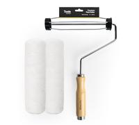 Hemway 9 Inch Bamboo Paint Roller & 2 Sleeves, Premium Mid Pile Reusable Painting Decorating Tools for Indoor Outdoor Walls Ceiling Furniture Fence Wood, for Paint Gloss Emulsion Varnish Lacquer