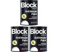Hemway Anti Mould Paint White Matt 1L | Mould Blocker Ceiling Wall Kitchen Bedroom Bathroom Paint | Mould Resistant, Easy to Apply, Quick Dry & High Coverage 3 Pack