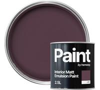 Hemway Aubergine Purple Paint 2.5 L, Indoor Matt Finish, One Coat, Wall Paint, Acrylic & Water-Based Emulsion, Quick Dry & High Coverage for the Kitchen, Bathroom & Bedroom Walls & Ceiling