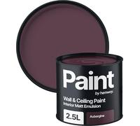 Hemway Aubergine Purple Paint 2.5 L, Indoor Matt Finish Wall Paint, Acrylic & Water-Based Emulsion, Quick Dry & High Coverage for the Kitchen, Bathroom & Bedroom Walls & Ceiling