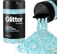 Hemway Baby Blue & Pink Mix Glitter Shaker, 110g Mixed Size Glitter | for Resin & Epoxy Crafts for Decorating, Halloween, Christmas, Nail, Face, Art