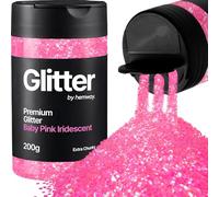 Hemway Baby Pink Iridescent Glitter Shaker, 200g Extra Chunky Glitter | for Resin & Epoxy Crafts for Decorating, Halloween, Christmas, Nail, Face, Art