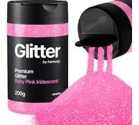 Hemway Baby Pink Iridescent Glitter Shaker, 200g Ultrafine Glitter | for Resin & Epoxy Crafts for Decorating, Halloween, Christmas, Nail, Face, Art