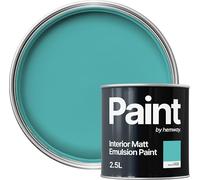 Hemway Bright Teal Turquoise Paint 2.5 L, Indoor Matt Finish, One Coat, Wall Paint, Acrylic & Water-Based Emulsion, Quick Dry & High Coverage for the Kitchen, Bathroom & Bedroom Walls & Ceiling