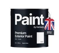 Hemway Bright White Exterior Matt Acrylic Paint 2.5L Tin Durable Emulsion Outdoor British-Made Wood, Masonry, Shed, Fence