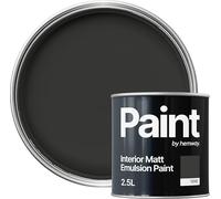 Hemway Caviar Black Paint 2.5 L, Indoor Matt Finish, One Coat, Wall Paint, Acrylic & Water-Based Emulsion, Quick Dry & High Coverage for the Kitchen, Bathroom & Bedroom Walls & Ceiling
