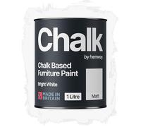 Hemway Chalk Based Furniture Paint, Bright White 1L, Matt Finish
