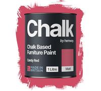 Hemway Chalk Based Furniture Paint, Candy Red 1L, Matt Finish