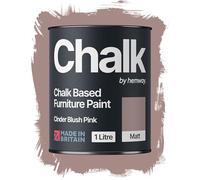 Hemway Chalk Based Furniture Paint, Cinder Blush Pink 1L, Matt Finish Shabby Chic, Chalk Paint Furniture & Walls, Quick Dry & 1 Coat
