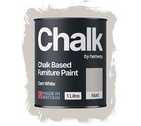 Hemway Chalk Based Furniture Paint, Corn White 1L, Matt Finish Shabby Chic, Chalk Paint Furniture & Walls, Quick Dry & 1 Coat
