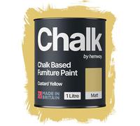 Hemway Chalk Based Furniture Paint, Custard Yellow 1L, Matt Finish