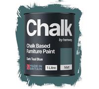 Hemway Chalk Based Furniture Paint, Dark Teal Blue 1L, Matt Finish