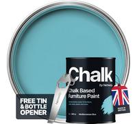 Hemway Chalk Based Furniture Paint Flat Matt Mediterranean Blue 1L Shabby Chic, Chalky Finish, Interior, Walls, Wood, Quick Dry