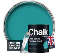 Hemway Chalk Based Furniture Paint Flat Matt Tropical Blue 1L Shabby Chic, Chalky Finish, Interior, Walls, Wood, Quick Dry