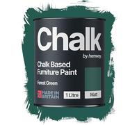 Hemway Chalk Based Furniture Paint, Forest Green 1L, Matt Finish