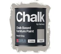 Hemway Chalk Based Furniture Paint, French Grey 1L, Matt Finish