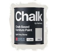 Hemway Chalk Based Furniture Paint, Light Grey Stone 1L, Matt Finish