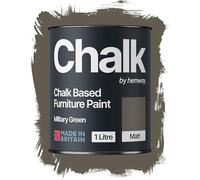 Hemway Chalk Based Furniture Paint, Military Green 1L, Matt Finish