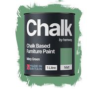 Hemway Chalk Based Furniture Paint, Misty Green 1L, Matt Finish Shabby Chic, Chalk Paint Furniture & Walls, Quick Dry & 1 Coat