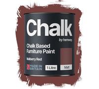 Hemway Chalk Based Furniture Paint, Mulberry Red 1L, Matt Finish