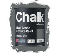 Hemway Chalk Based Furniture Paint, Old Stone Grey 1L, Matt Finish