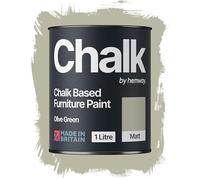 Hemway Chalk Based Furniture Paint, Olive Green 1L, Matt Finish | Shabby Chic, Chalk Paint Furniture & Walls, Quick Dry & 1 Coat
