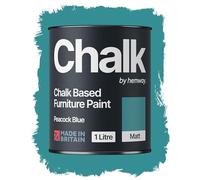 Hemway Chalk Based Furniture Paint, Peacock Blue 1L, Matt Finish
