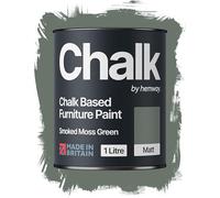 Hemway Chalk Based Furniture Paint, Smoked Moss Green 1L, Matt Finish | Shabby Chic, Chalk Paint Furniture & Walls, Quick Dry & 1 Coat