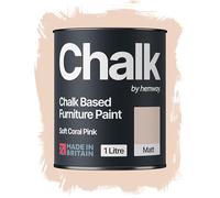 Hemway Chalk Based Furniture Paint, Soft Coral Pink 1L, Matt Finish