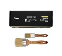 Hemway Chalk, Lacquer & Wax Oval Paint Brush Set Pack of 2 | For Painting & Decorating Furniture, Walls, Wood, Skirting, Cupboard, Fence | 1.1 Inch & 2 Inch Oval Chalk Paint Brushes Set