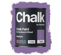 Hemway Chalk Paint Amethyst Purple 1L, Matt Finish Shabby Chic