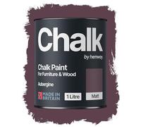 Hemway Chalk Paint Aubergine Purple 1L, Matt Finish Shabby Chic