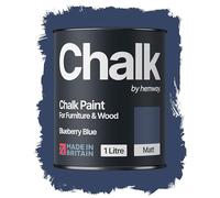 Hemway Chalk Paint Blueberry Blue 1L, Matt Finish Shabby Chic