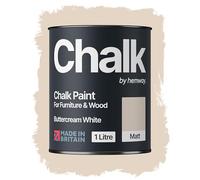 Hemway Chalk Paint Buttercream White 1L, Matt Finish Shabby Chic