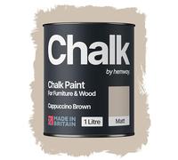 Hemway Chalk Paint Cappuccino Brown 1L, Matt Finish Shabby Chic